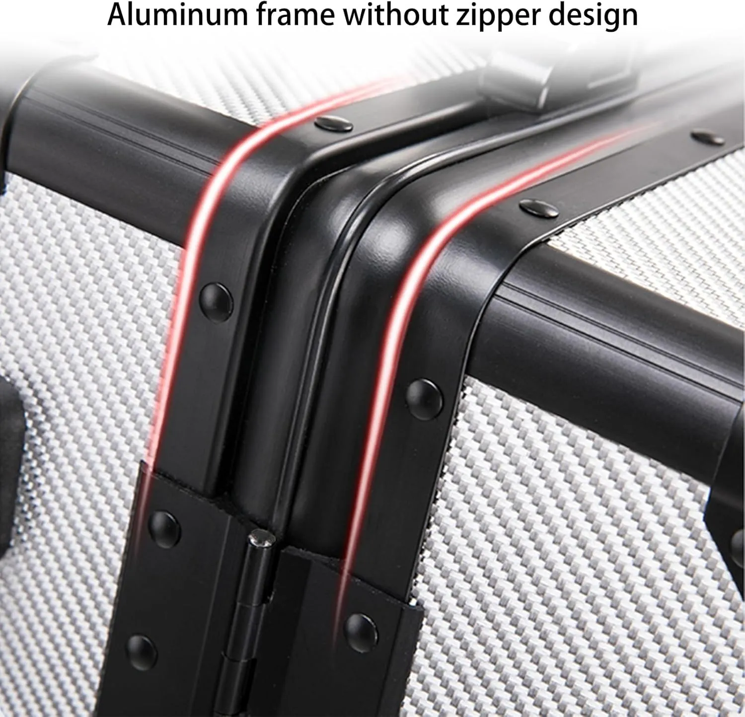 Carbon Fiber Carry-on Luggage TSA Customs Lock Zipperless Silent Rotary Wheel Business Suitcase Aluminum Frame (3K silvery, 20 '')