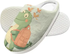 Cartoon Animal Fuzzy Plush Slippers for Little Kids Non-Slip Warm House Shoes Comfortable Indoor Winter Shoes SizeUS 9-15