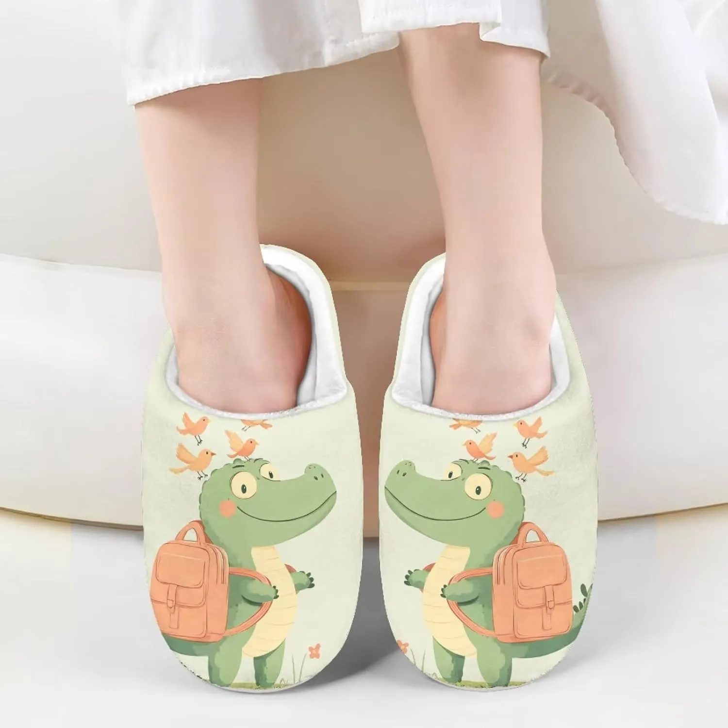 Cartoon Animal Fuzzy Plush Slippers for Little Kids Non-Slip Warm House Shoes Comfortable Indoor Winter Shoes SizeUS 9-15