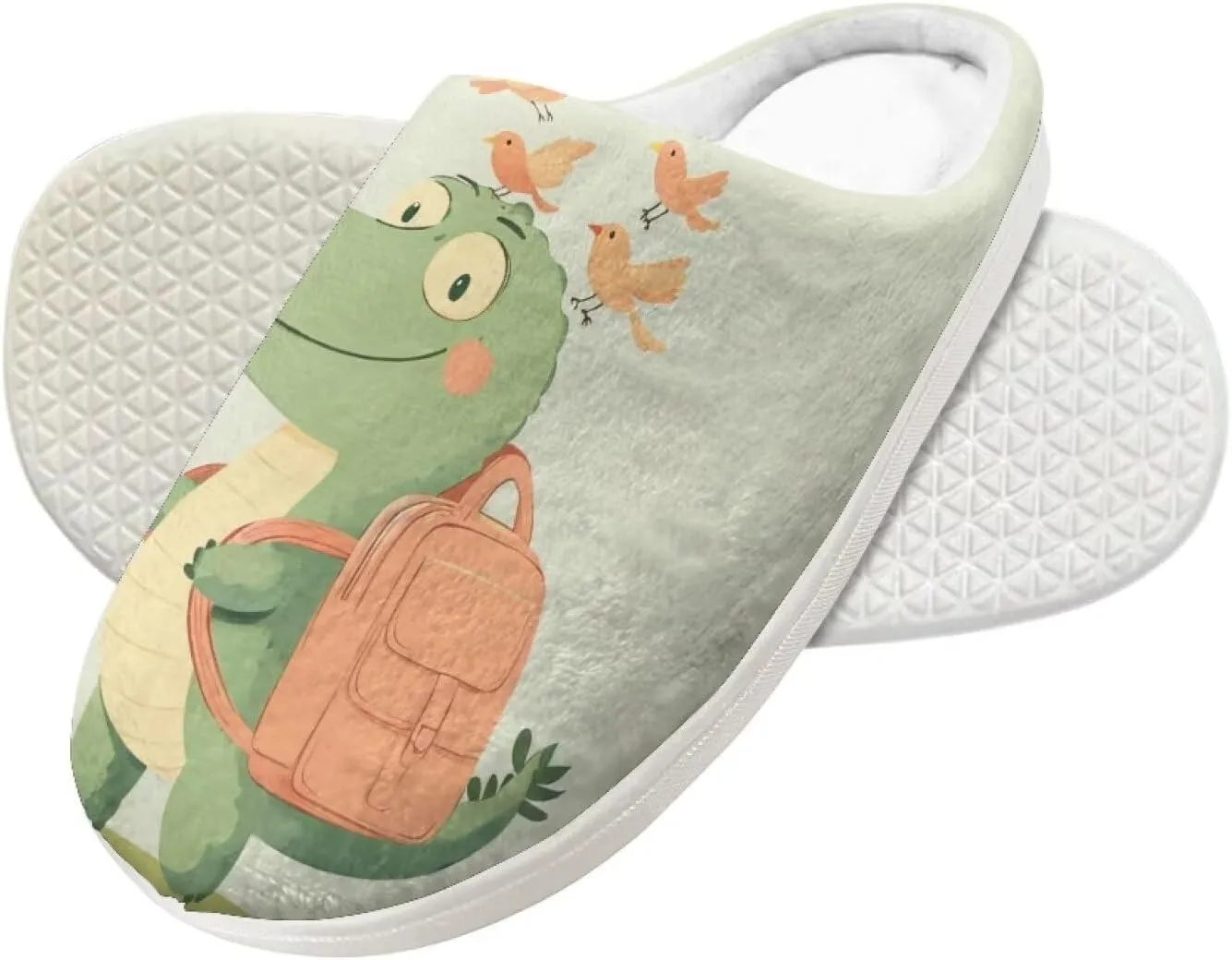 Cartoon Animal Fuzzy Plush Slippers for Little Kids Non-Slip Warm House Shoes Comfortable Indoor Winter Shoes SizeUS 9-15