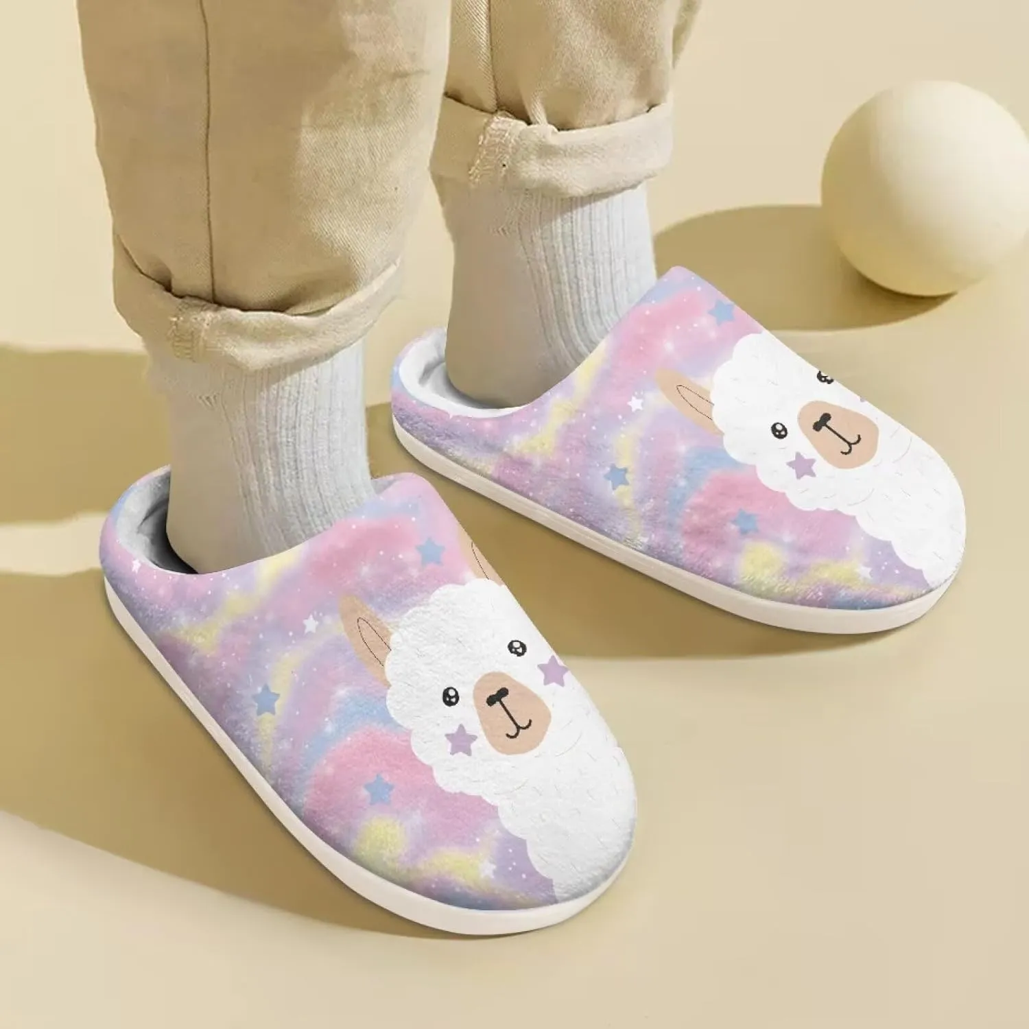 Cartoon Animals Children's Fuzzy Slippers Boys Girls Cozy Warm Winter House Slippers Comfy with Non-Slip Sole for Little Kids SizeUS 9-15