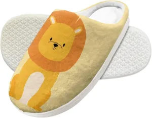 Cartoon Animals Plush Slippers for Kids Warm Fuzzy Indoor Shoes Boys Girls Cozy Winter Slippers Closed Toe Bedroom Soft Non Slip House Slippers US Size 9-15