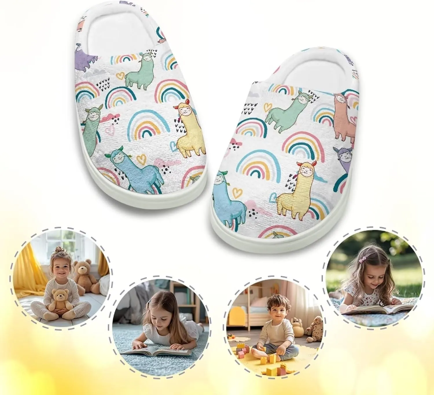 Cartoon Animals Plush Slippers for Kids Warm Fuzzy Indoor Shoes Boys Girls Cozy Winter Slippers Closed Toe Bedroom Soft Non Slip House Slippers US Size 9-15