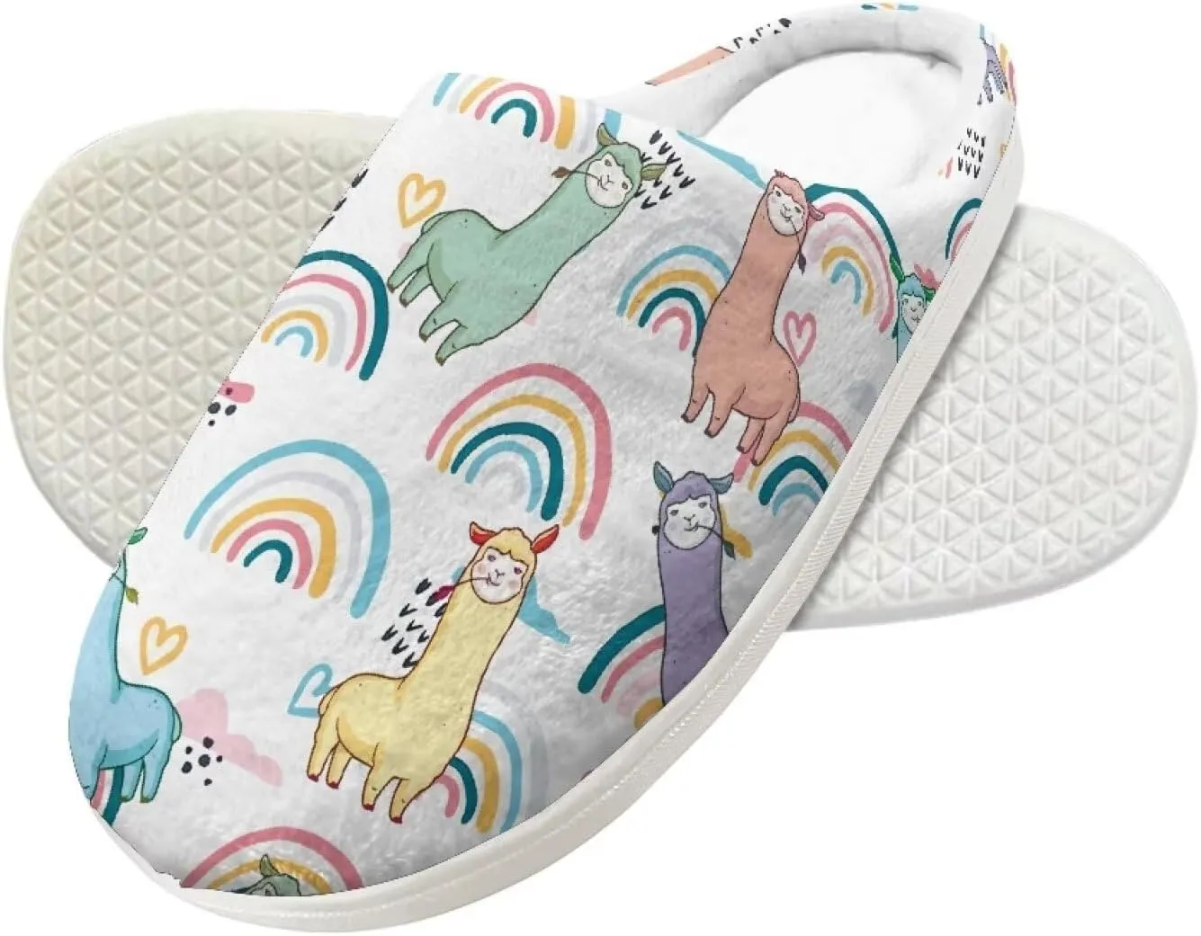 Cartoon Animals Plush Slippers for Kids Warm Fuzzy Indoor Shoes Boys Girls Cozy Winter Slippers Closed Toe Bedroom Soft Non Slip House Slippers US Size 9-15