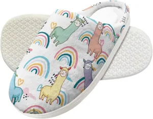 Cartoon Animals Plush Slippers for Kids Warm Fuzzy Indoor Shoes Boys Girls Cozy Winter Slippers Closed Toe Bedroom Soft Non Slip House Slippers US Size 9-15