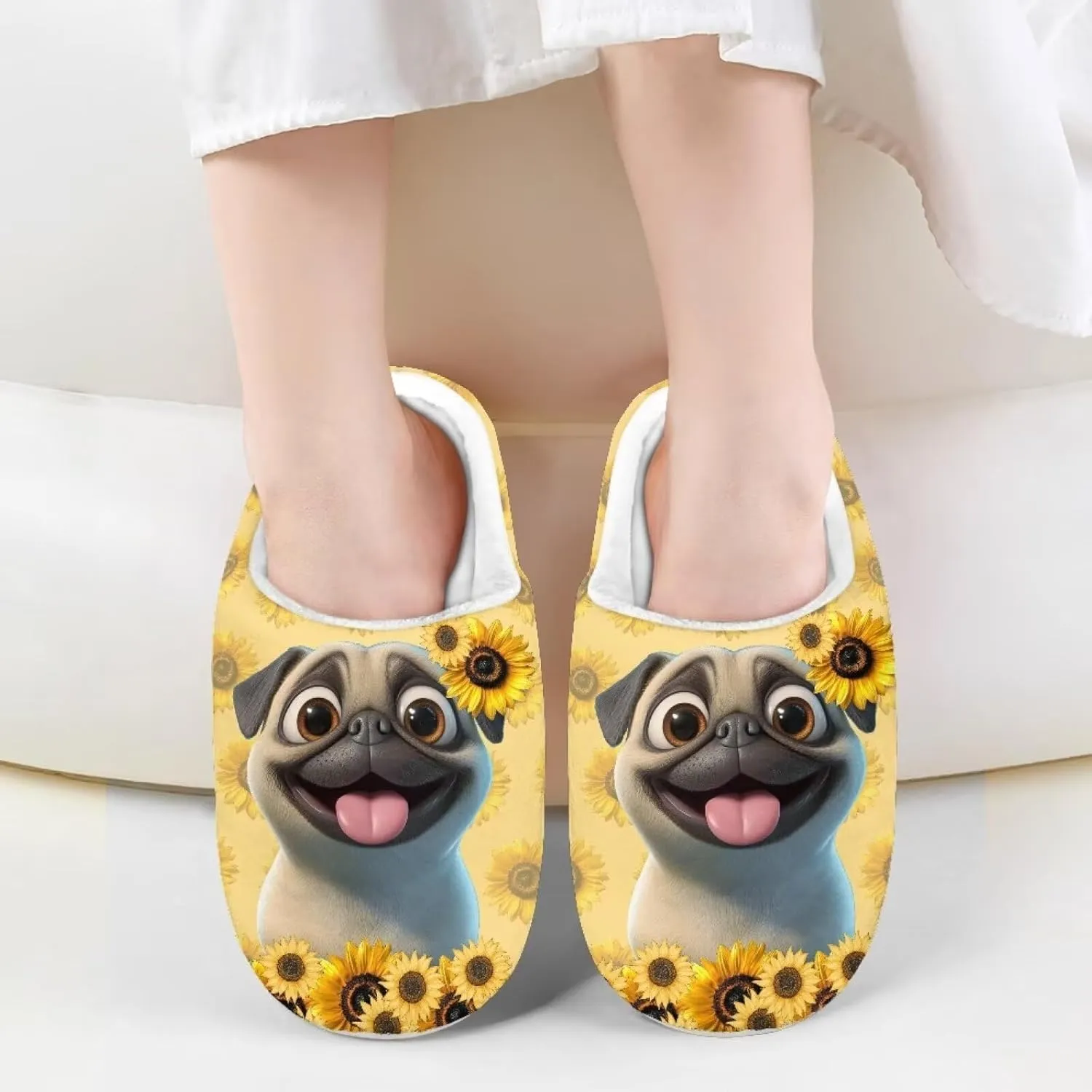 Cartoon Animals Plush Slippers for Kids Warm Fuzzy Indoor Shoes Boys Girls Cozy Winter Slippers Closed Toe Bedroom Soft Non Slip House Slippers US Size 9-15