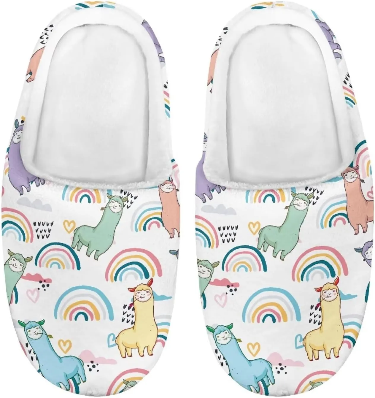 Cartoon Animals Plush Slippers for Kids Warm Fuzzy Indoor Shoes Boys Girls Cozy Winter Slippers Closed Toe Bedroom Soft Non Slip House Slippers US Size 9-15