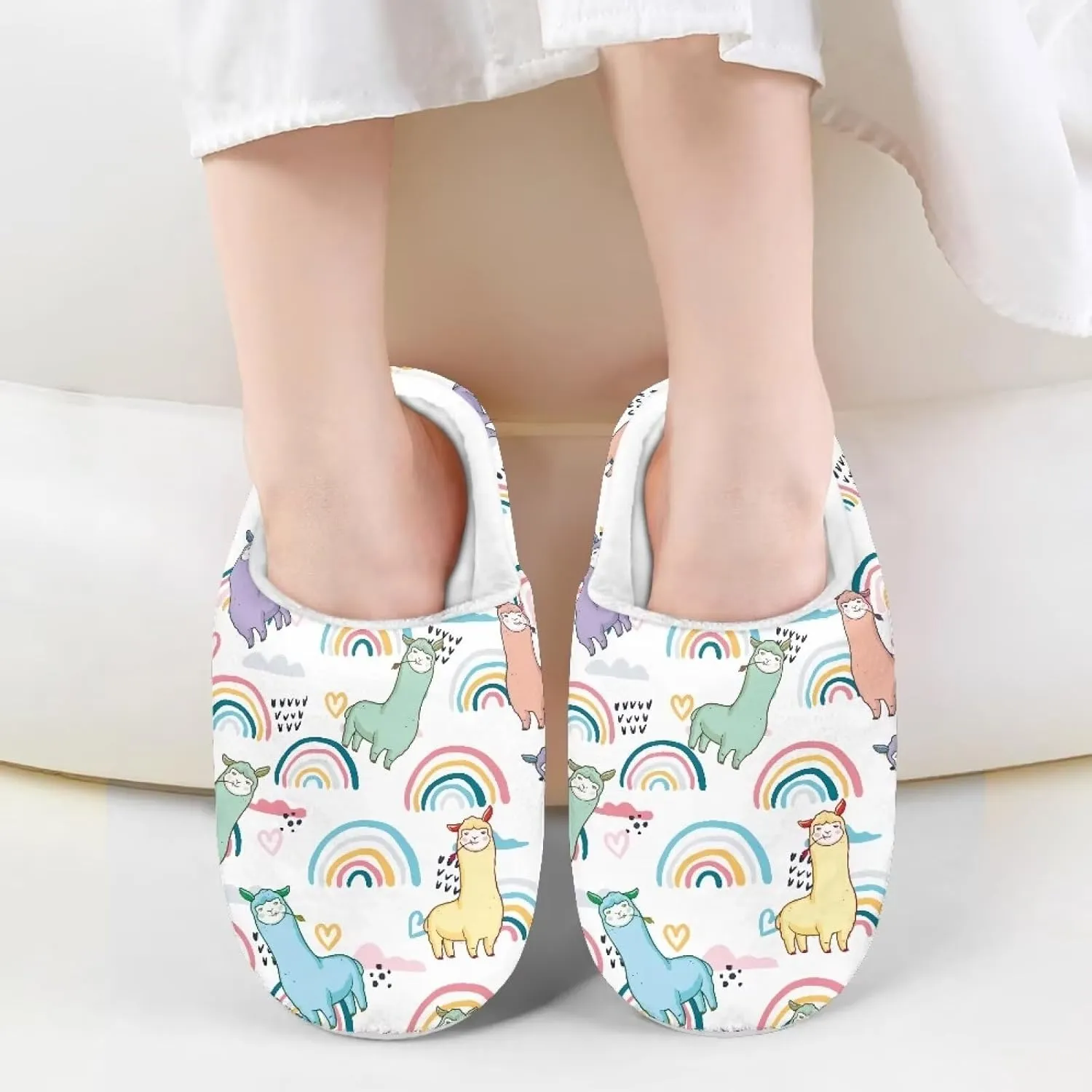 Cartoon Animals Plush Slippers for Kids Warm Fuzzy Indoor Shoes Boys Girls Cozy Winter Slippers Closed Toe Bedroom Soft Non Slip House Slippers US Size 9-15