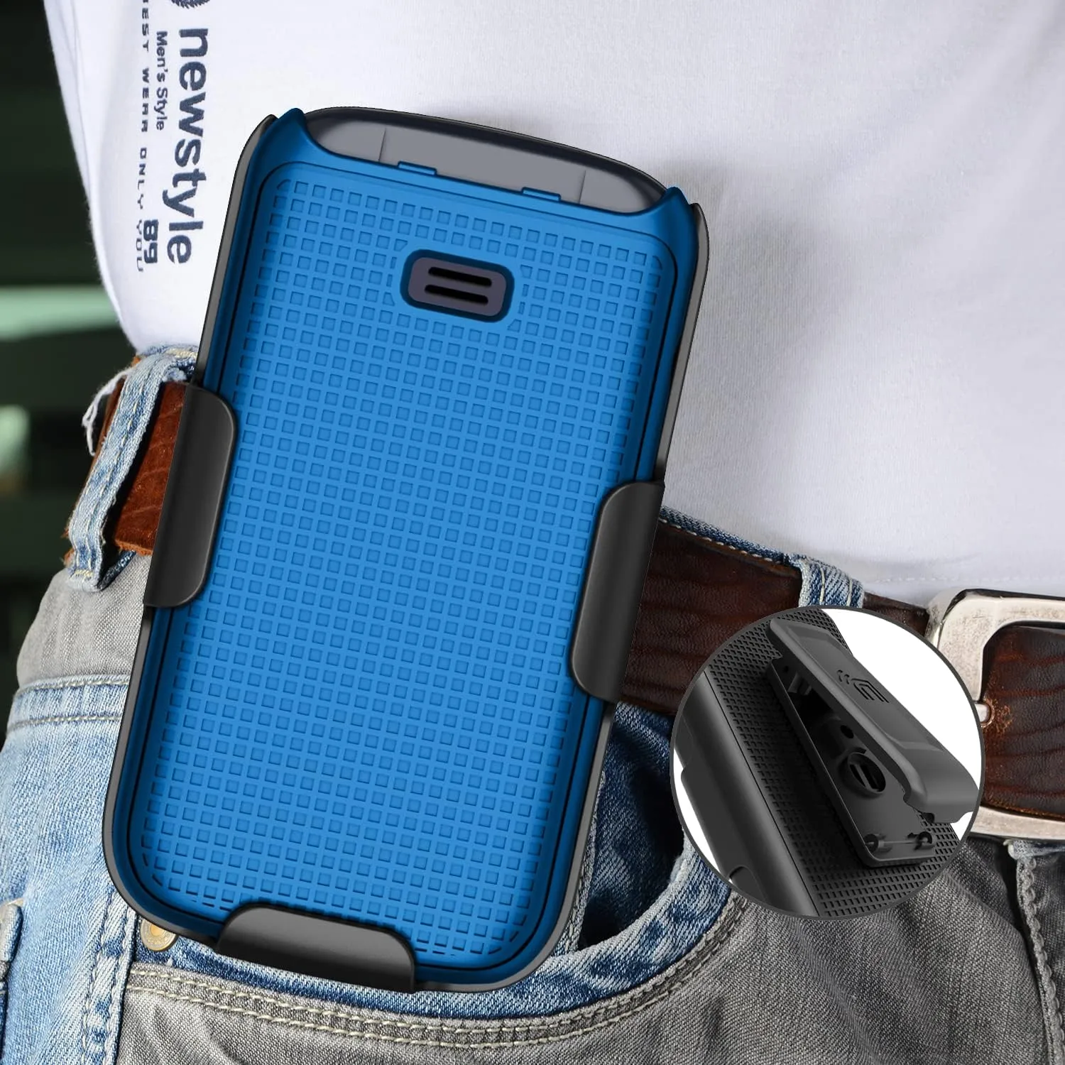 Case with Clip for Go Flip 4 / TCL FLIP Pro Phone, Nakedcellphone Slim Hard Shell Cover and [Rotating/Ratchet] Belt Hip Holster Holder Combo for Alcatel 4056W, 4056L, 4056Z, 4056V - Cobalt Blue