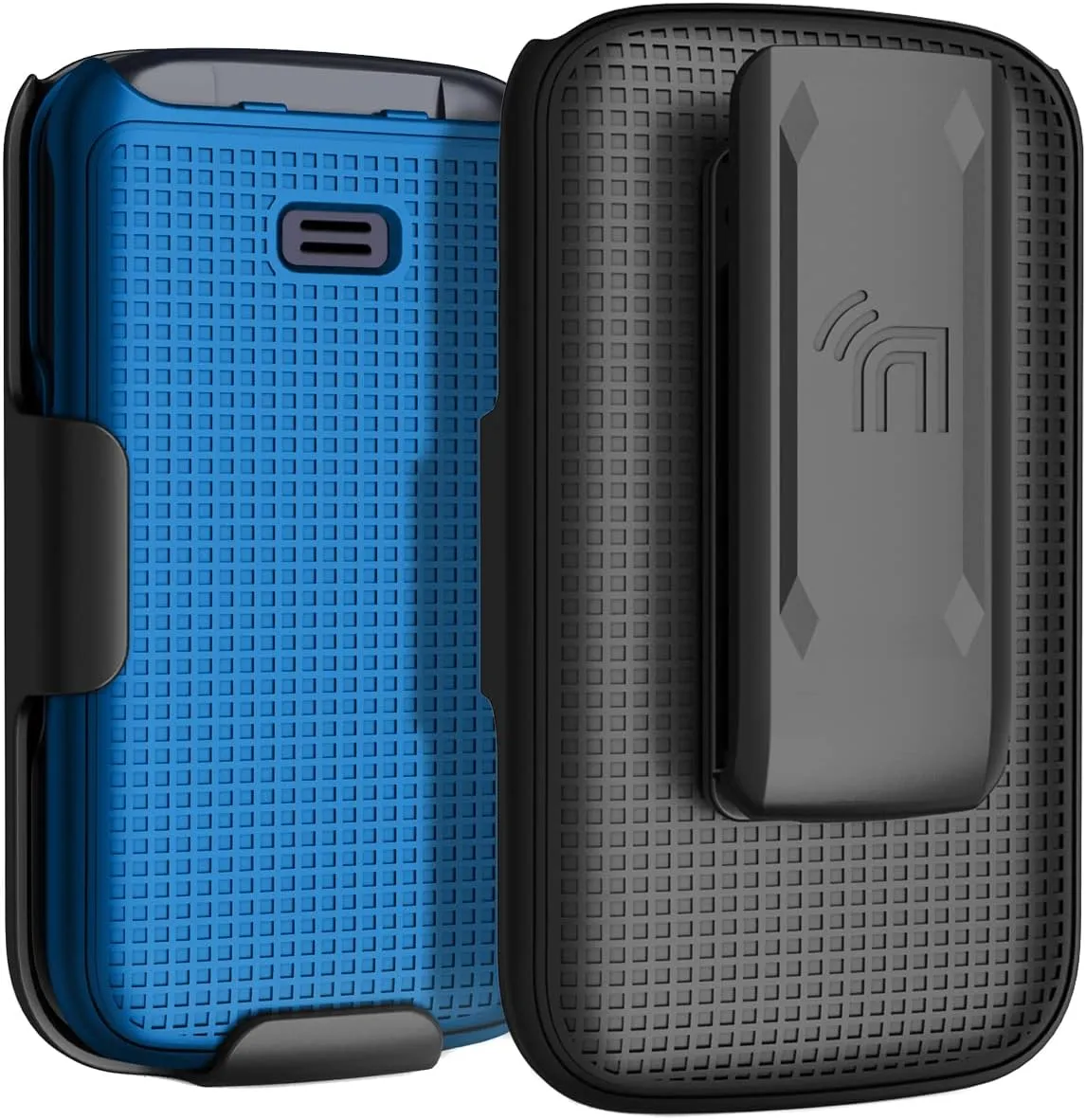 Case with Clip for Go Flip 4 / TCL FLIP Pro Phone, Nakedcellphone Slim Hard Shell Cover and [Rotating/Ratchet] Belt Hip Holster Holder Combo for Alcatel 4056W, 4056L, 4056Z, 4056V - Cobalt Blue