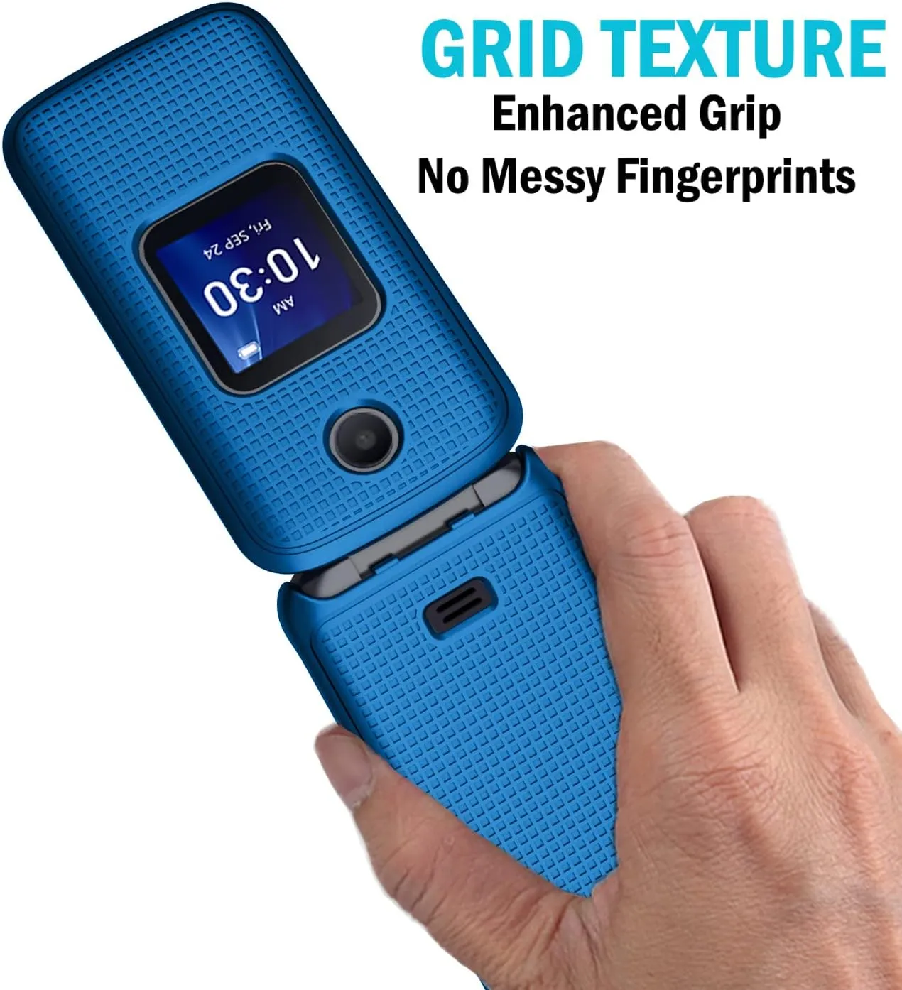Case with Clip for Go Flip 4 / TCL FLIP Pro Phone, Nakedcellphone Slim Hard Shell Cover and [Rotating/Ratchet] Belt Hip Holster Holder Combo for Alcatel 4056W, 4056L, 4056Z, 4056V - Cobalt Blue