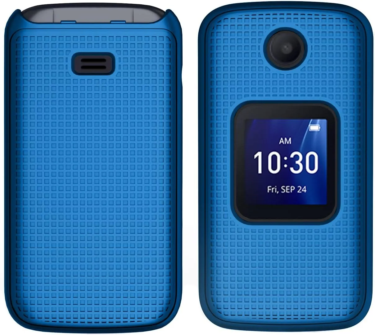 Case with Clip for Go Flip 4 / TCL FLIP Pro Phone, Nakedcellphone Slim Hard Shell Cover and [Rotating/Ratchet] Belt Hip Holster Holder Combo for Alcatel 4056W, 4056L, 4056Z, 4056V - Cobalt Blue