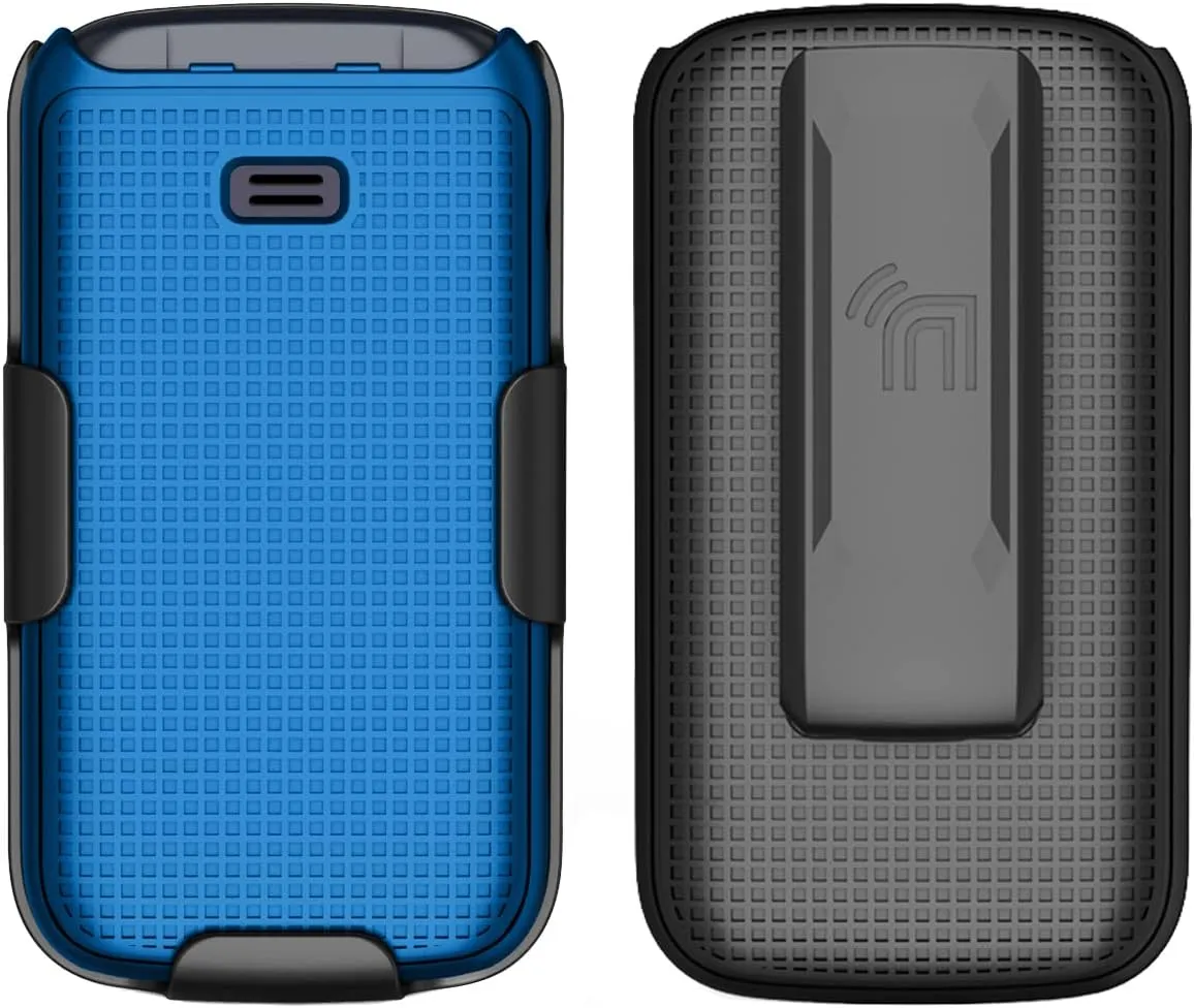 Case with Clip for Go Flip 4 / TCL FLIP Pro Phone, Nakedcellphone Slim Hard Shell Cover and [Rotating/Ratchet] Belt Hip Holster Holder Combo for Alcatel 4056W, 4056L, 4056Z, 4056V - Cobalt Blue