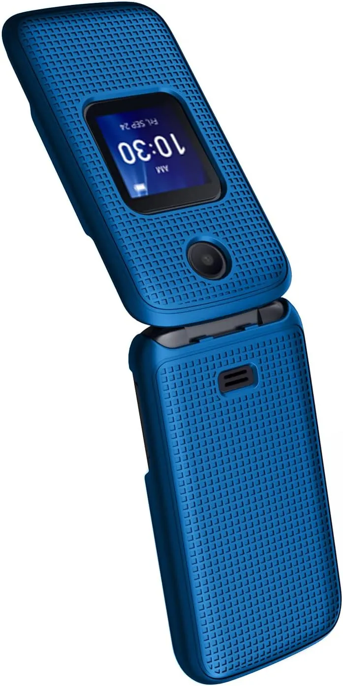 Case with Clip for Go Flip 4 / TCL FLIP Pro Phone, Nakedcellphone Slim Hard Shell Cover and [Rotating/Ratchet] Belt Hip Holster Holder Combo for Alcatel 4056W, 4056L, 4056Z, 4056V - Cobalt Blue