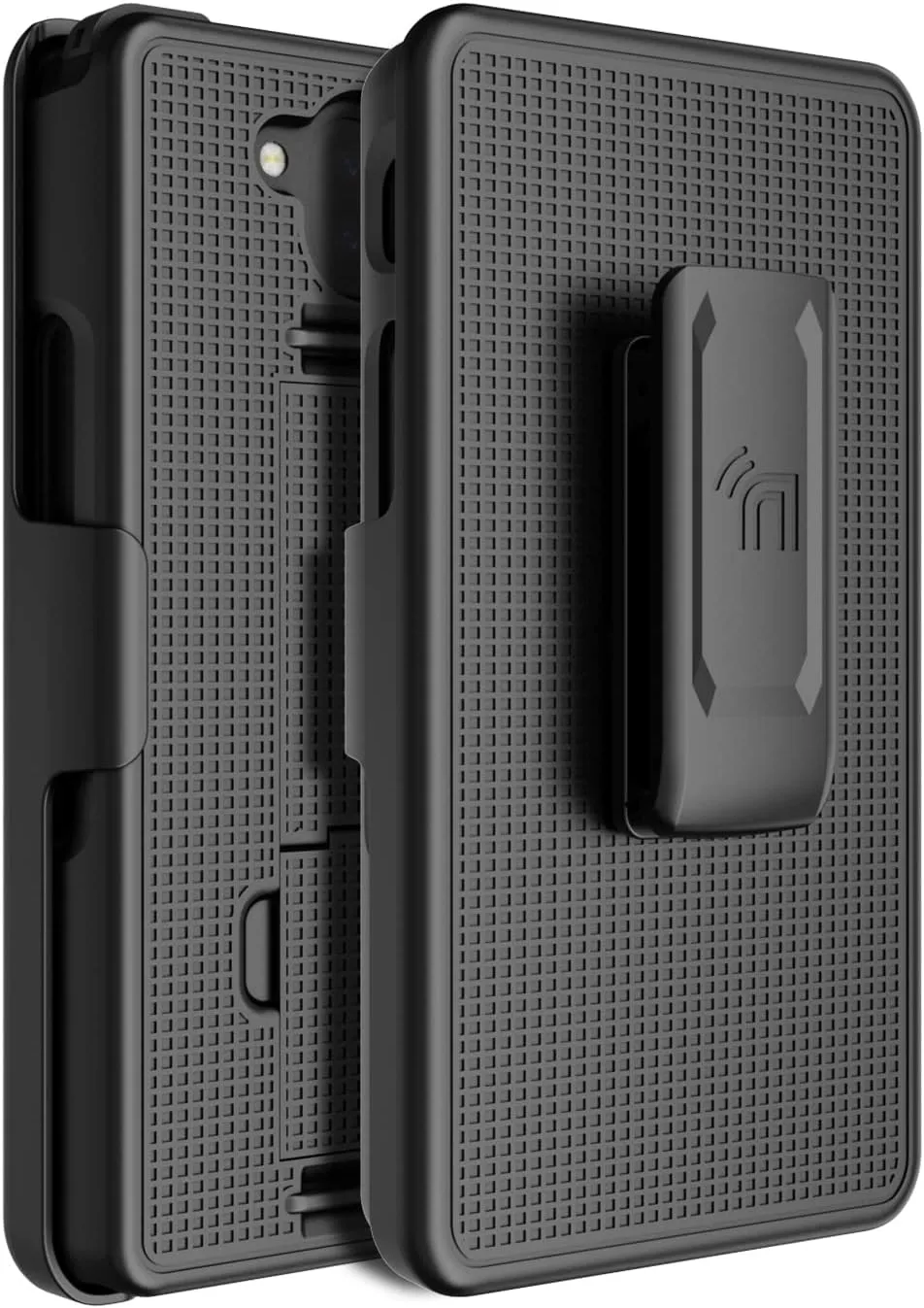 Case with Clip for Sonim XP10 5G, Nakedcellphone Slim Hard Shell Phone Cover with Kickstand and [Rotating/Ratchet] Belt Hip Holster Holder Combo for XP9900 (2022) - Black