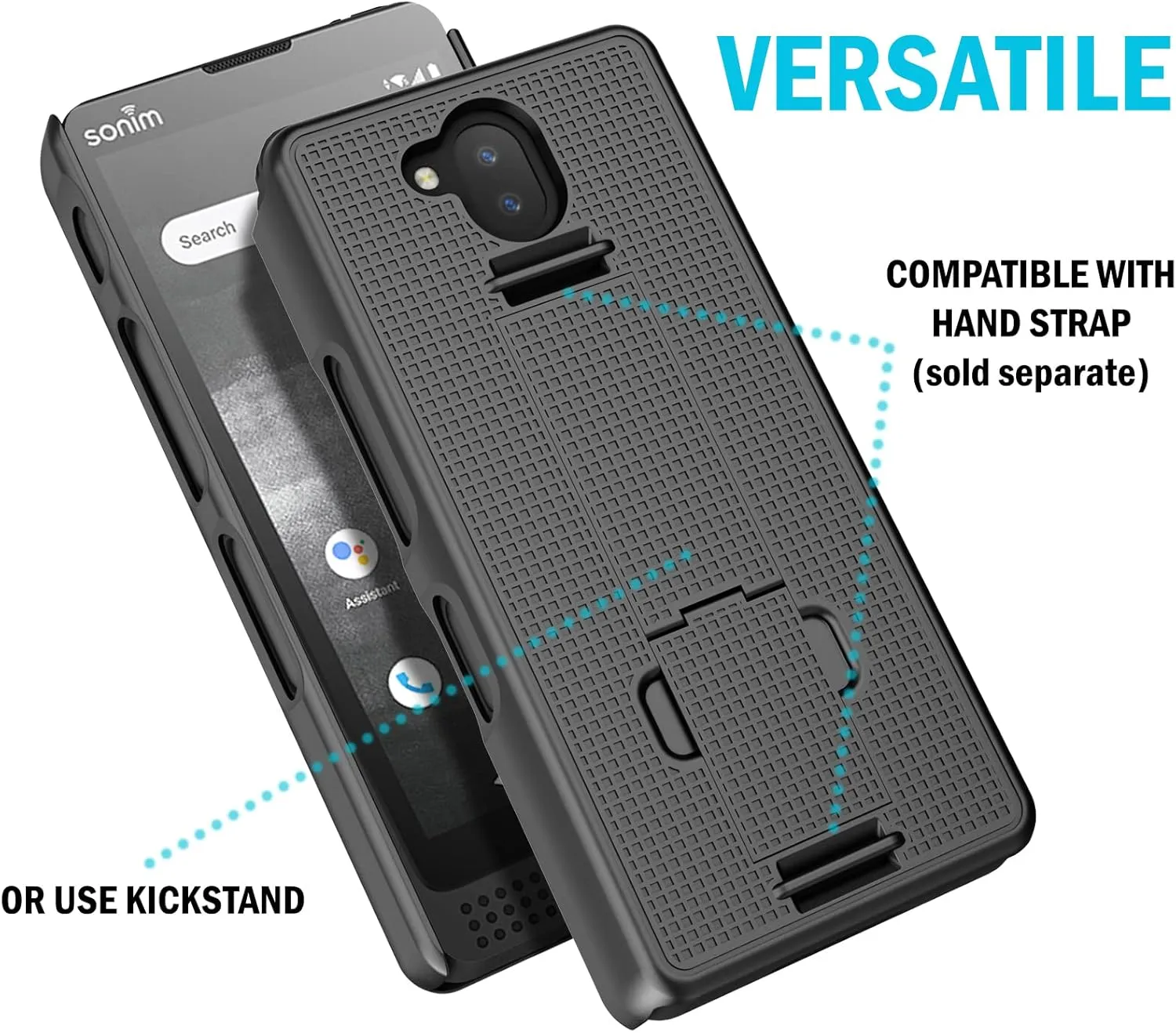 Case with Clip for Sonim XP10 5G, Nakedcellphone Slim Hard Shell Phone Cover with Kickstand and [Rotating/Ratchet] Belt Hip Holster Holder Combo for XP9900 (2022) - Black