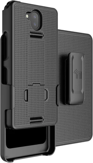 Case with Clip for Sonim XP10 5G, Nakedcellphone Slim Hard Shell Phone Cover with Kickstand and [Rotating/Ratchet] Belt Hip Holster Holder Combo for XP9900 (2022) - Black
