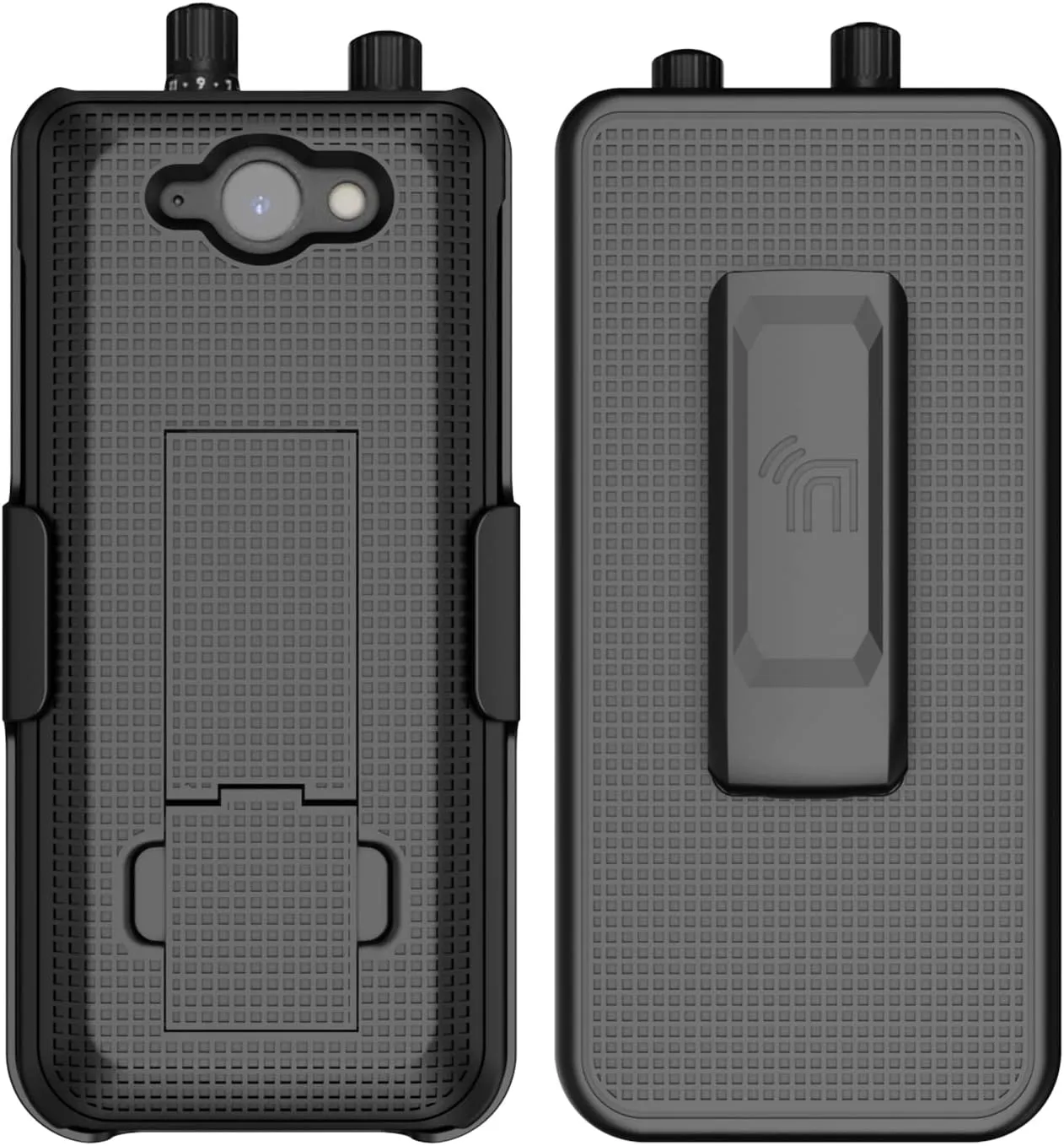 Case with Clip for Sonim XP5plus, Nakedcellphone Slim Hard Shell Phone Cover with Kickstand and [Rotating/Ratchet] Belt Hip Holster Holder Combo for Sonim XP5 Plus (XP5900) - Black
