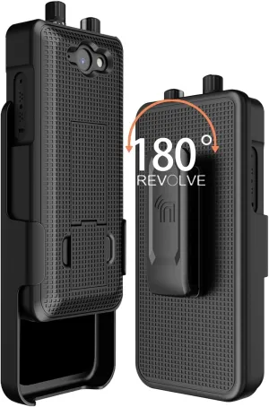 Case with Clip for Sonim XP5plus, Nakedcellphone Slim Hard Shell Phone Cover with Kickstand and [Rotating/Ratchet] Belt Hip Holster Holder Combo for Sonim XP5 Plus (XP5900) - Black