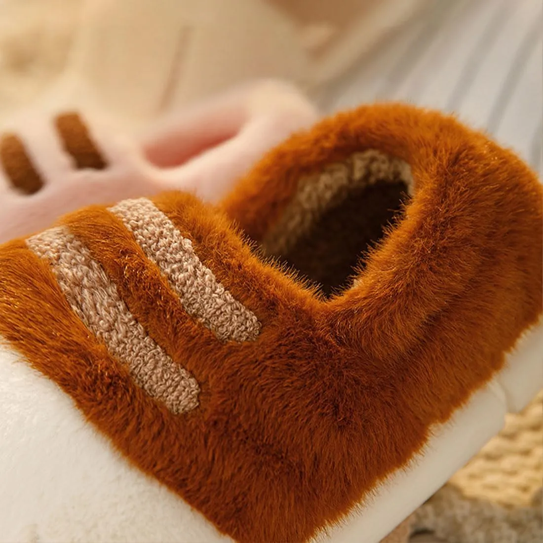 Cat Paw Slippers, Winter Warm Platform Cat Feet Slippers, Cute Fluffy Animal Cat Paw Slippers for Women