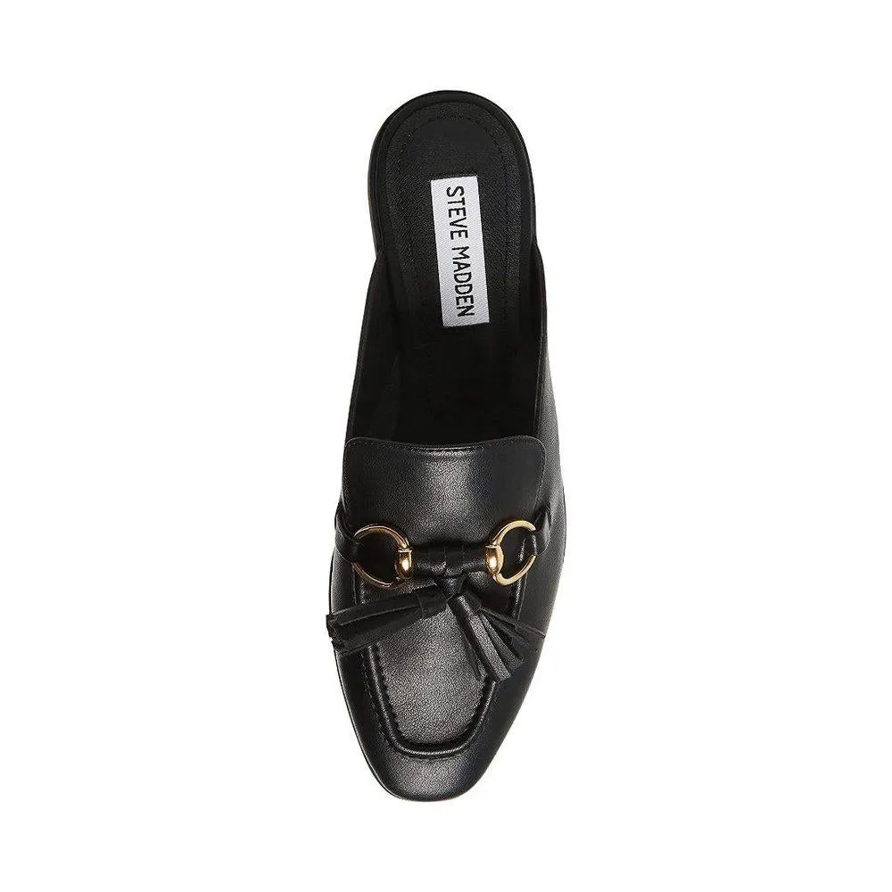 Cayler Black Leather Flat Mules