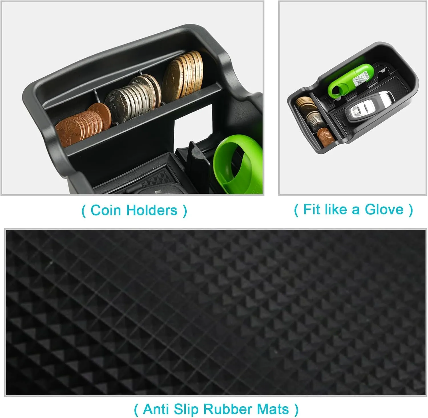CDEFG Center Console Accessory Organizer Compatible with 2017 2018 2019 2020 2021 Compass, ABS Material Armrest Box Insert Tray Glove Secondary Storage Box (Black)