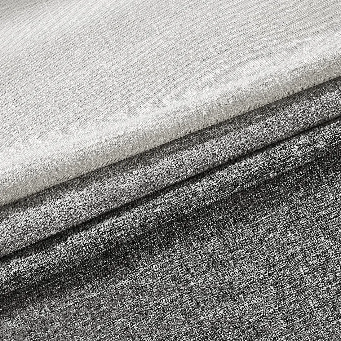 Central Park Ombre Window Curtain Panel Linen Gradient Print on Rayon Blend Fabric Drapery Treatments for Living Room/Bedroom, Cream White to Gray, 40" x 84", Set of 2
