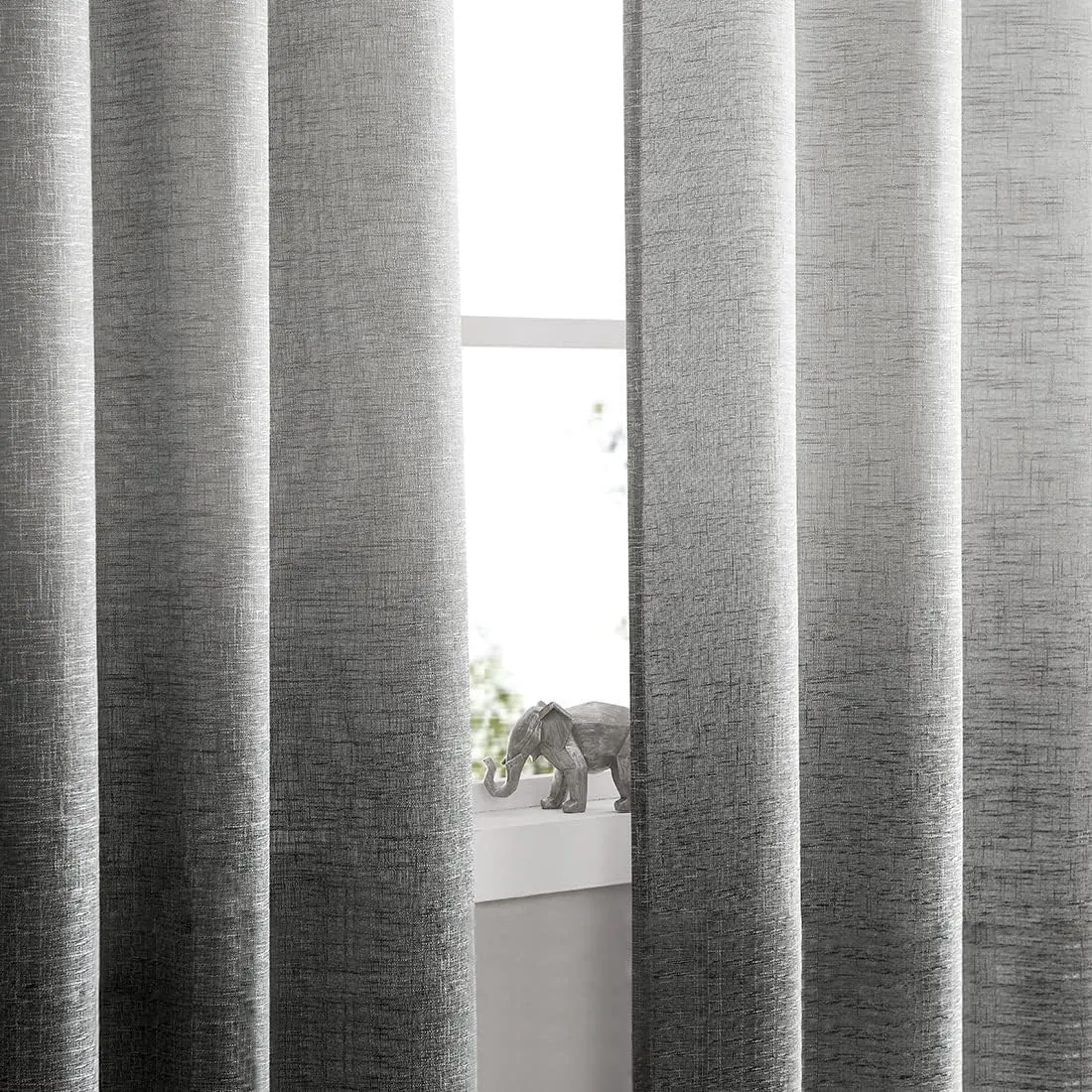 Central Park Ombre Window Curtain Panel Linen Gradient Print on Rayon Blend Fabric Drapery Treatments for Living Room/Bedroom, Cream White to Gray, 40" x 84", Set of 2