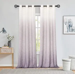 Central Park Ombre Window Curtain Panel Linen Gradient Print on Rayon Blend Fabric Drapery Treatments for Living Room/Bedroom, Cream White to Lavender Purple, 40" x 84", Set of 2