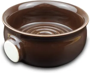 Ceramic Shaving Soap Bowl For Men, Non-slip Handle, Wide Mouth, Large Capacity, Easier to Lather-Brown
