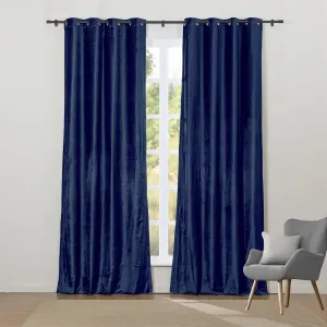 ChadMade Luster Cotton Velvet Grommet Lined Curtain for Dining Room Heavyweight 108 Inches Long Luxury Room Darkening Drape Midnight Wide 50xLong 108 inch, Veda Collection (1 Panel)