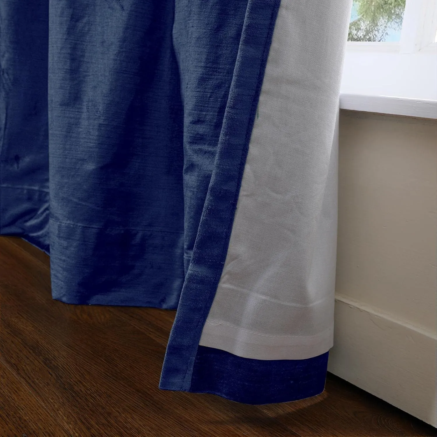ChadMade Luster Cotton Velvet Grommet Lined Curtain for Dining Room Heavyweight 108 Inches Long Luxury Room Darkening Drape Midnight Wide 50xLong 108 inch, Veda Collection (1 Panel)