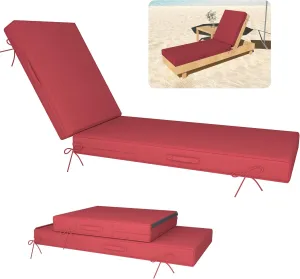 Chaise Lounge Cushions Outdoor Furniture 80 x 26 Inch Patio Lounge Chair Cushions 4'' Thick Waterproof Outdoor Chaise Cushion Weather Resistant Pool Lounger Cushion(Burgundy)