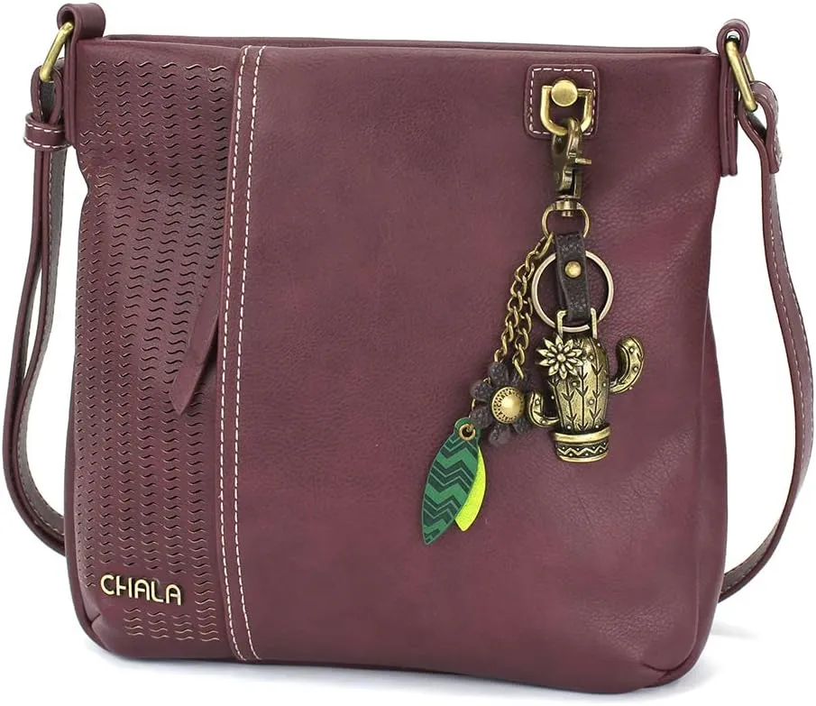 CHALA Laser Cut Crossbody Faux Leather - Metal Cactus - Plum