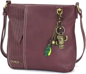 CHALA Laser Cut Crossbody Faux Leather - Metal Cactus - Plum