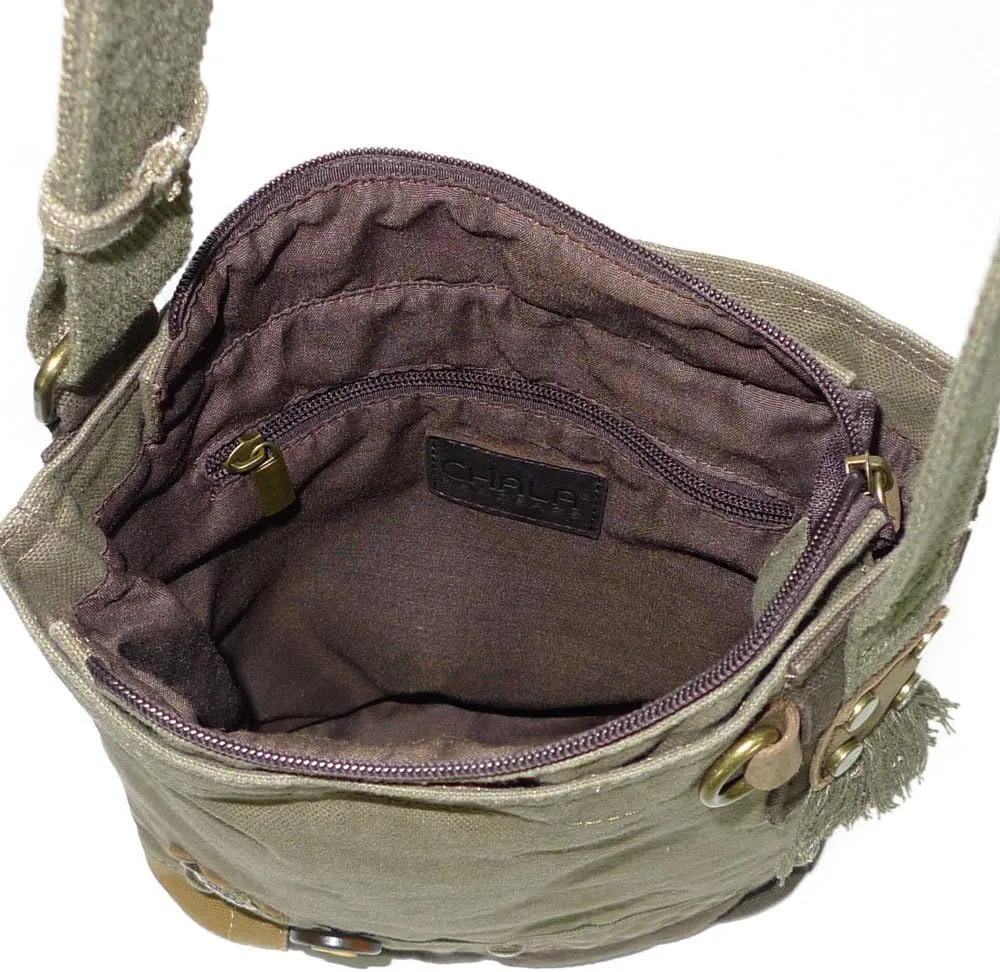 Chala Patch Crossbody, Washed Canvas Handbag, Zipper Top , Animal Prints