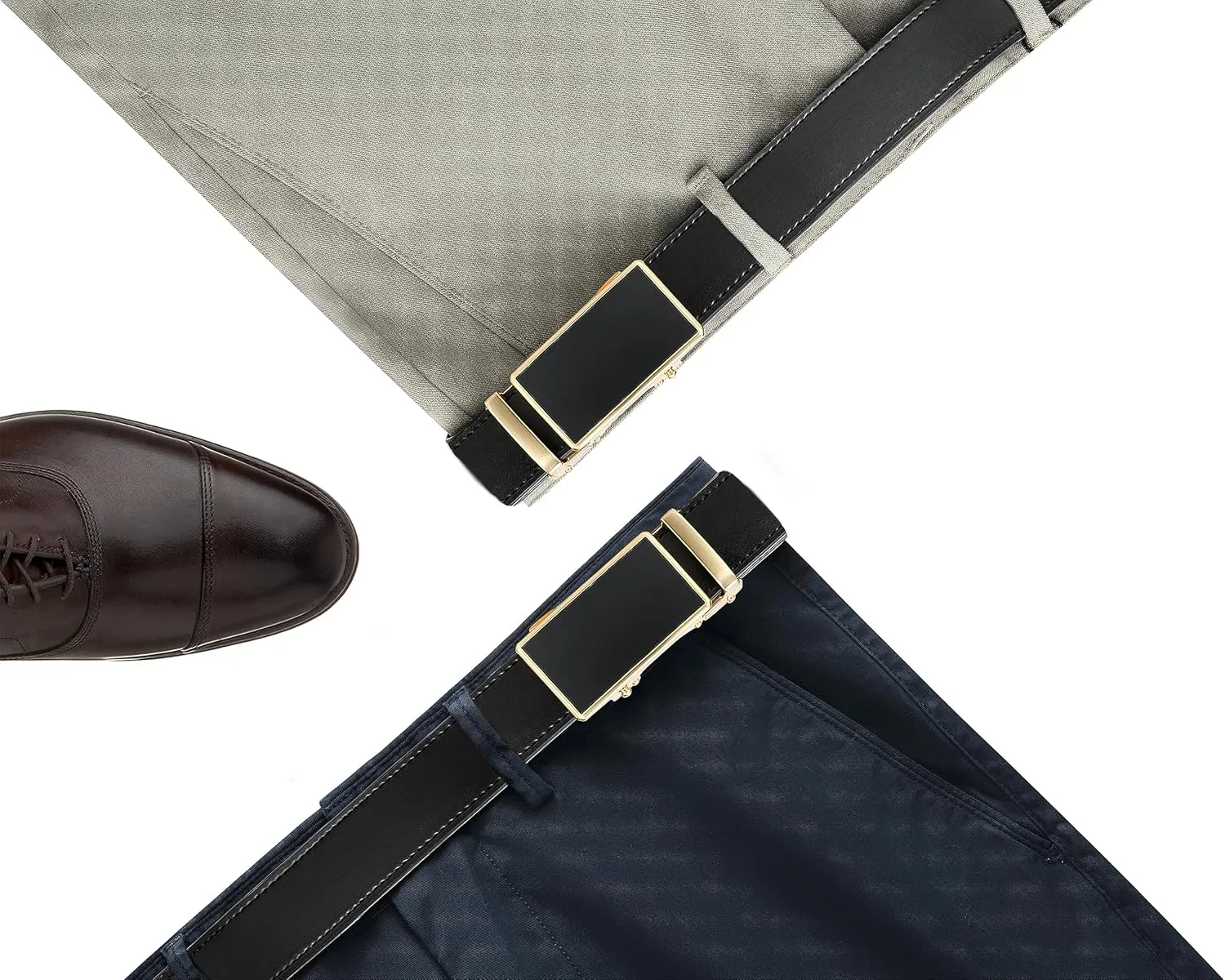 CHAOREN Mens Belt - Mens Ratchet Belt Leather 1 3/8" for Dress Pant - Micro Adjustable Belt Fit Everywhere