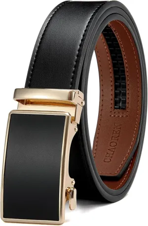 CHAOREN Mens Belt - Mens Ratchet Belt Leather 1 3/8" for Dress Pant - Micro Adjustable Belt Fit Everywhere
