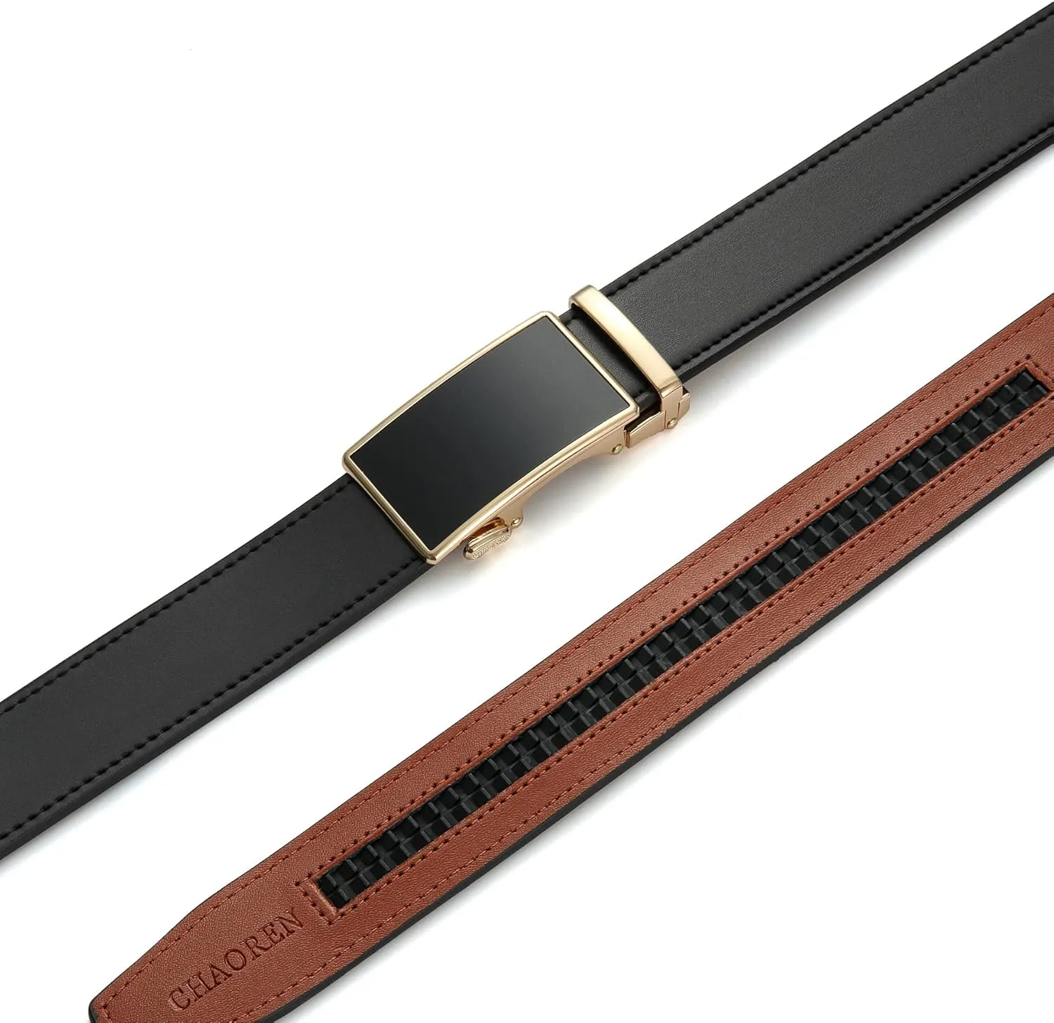 CHAOREN Mens Belt - Mens Ratchet Belt Leather 1 3/8" for Dress Pant - Micro Adjustable Belt Fit Everywhere