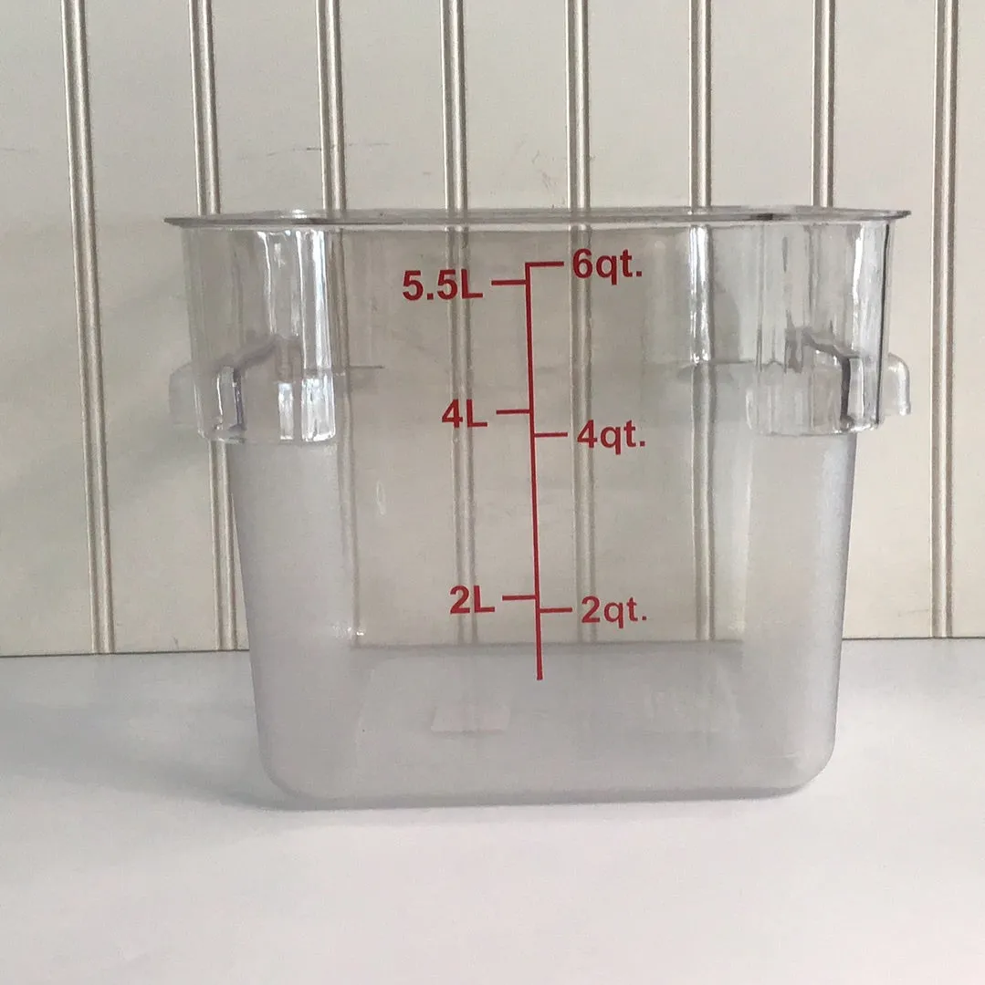 Choice 6 Qt. Clear Square Polycarbonate Food Storage Container with Red Gradations