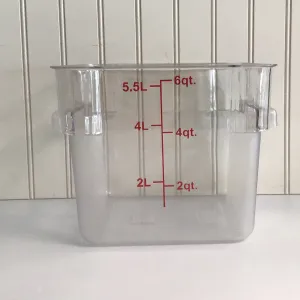 Choice 6 Qt. Clear Square Polycarbonate Food Storage Container with Red Gradations