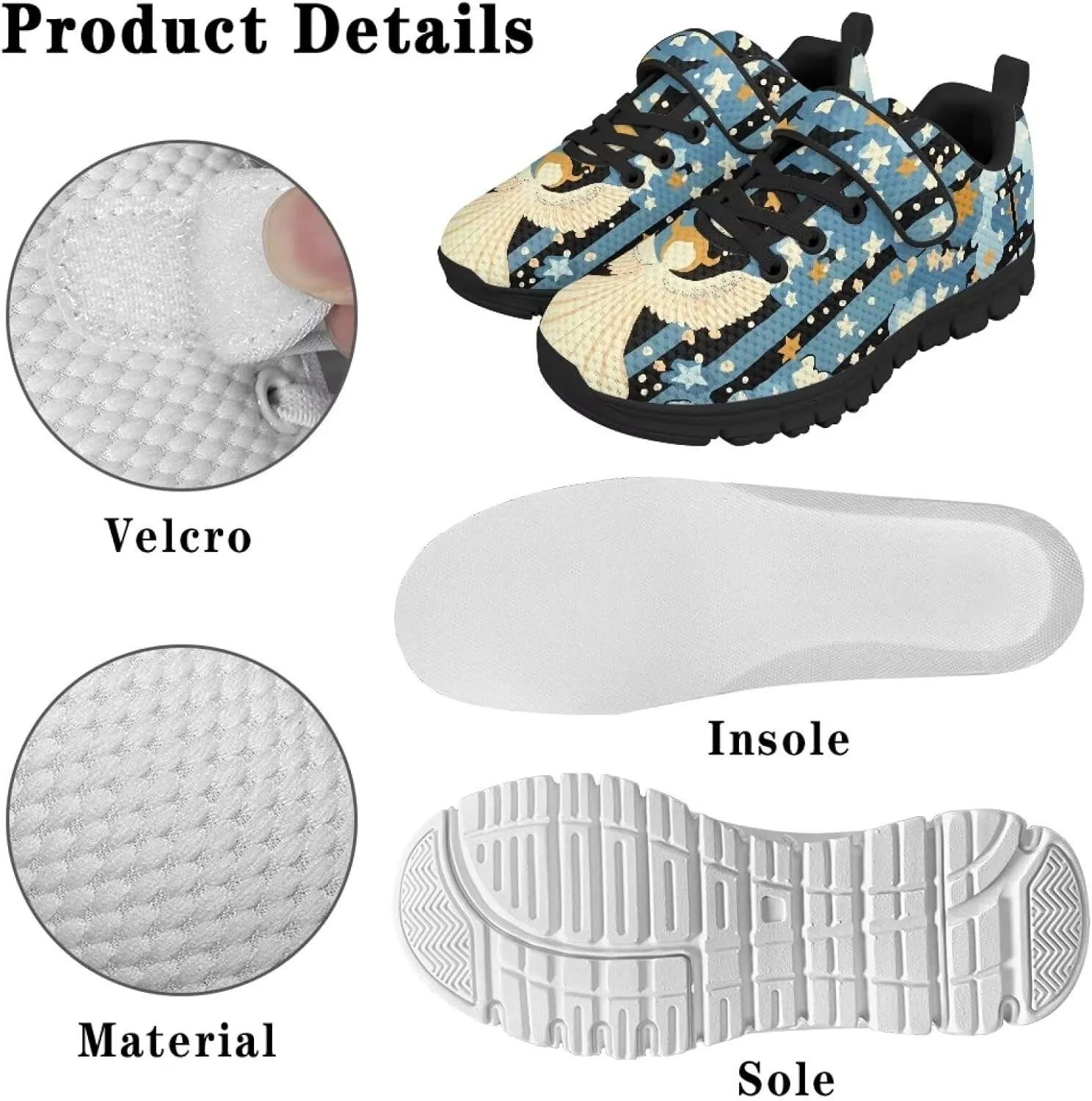 Christmas Kids Running Shoes Boys Girls Lightweight Breathable Sports Shoes Non-Slip Sneakers Hook-and-Loop Strap Shoes for Little Kid SizeUS11-15