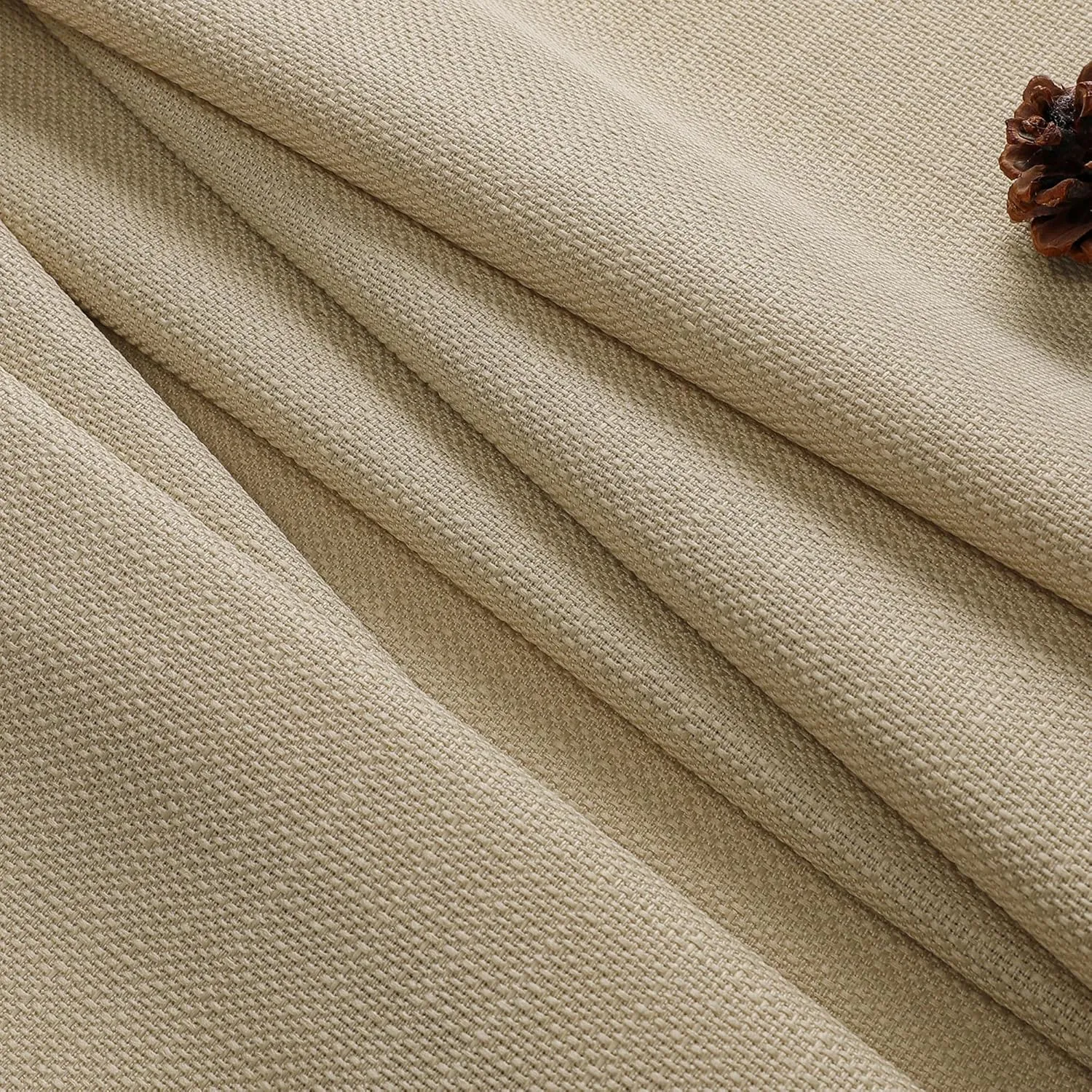Chyhomenyc Camel Curtains 84 Inch Length 2 Panels, Faux Linen Semi Sheer Light Filtering Soft Slub Textured Privacy Farmhouse Curtain Drapes for Living Room Bedroom, 40" Wx84 L