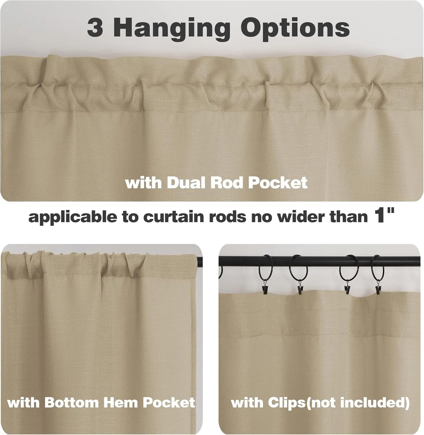 Chyhomenyc Camel Curtains 84 Inch Length 2 Panels, Faux Linen Semi Sheer Light Filtering Soft Slub Textured Privacy Farmhouse Curtain Drapes for Living Room Bedroom, 40" Wx84 L
