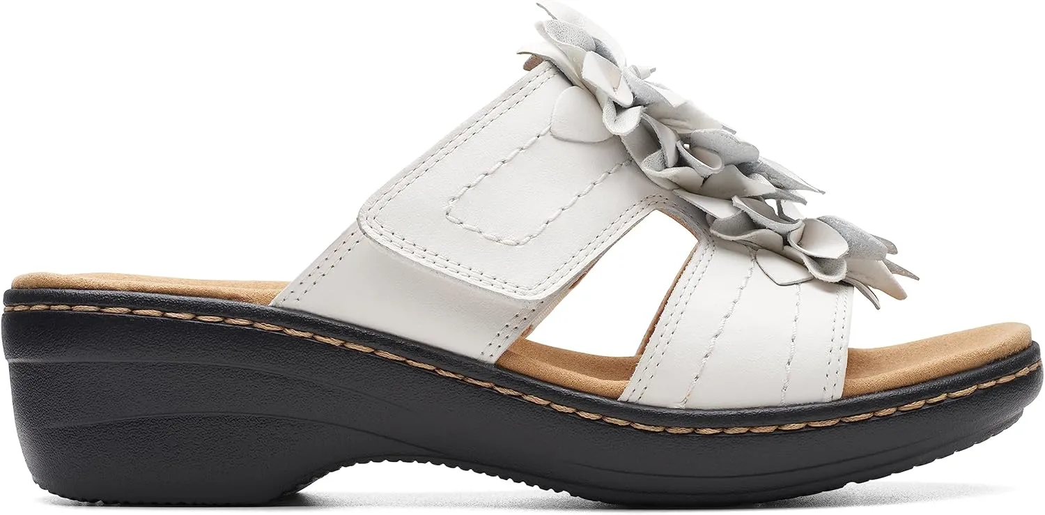 Clarks Women's Merliah Raelyn Slide Sandal, White Leather, 8