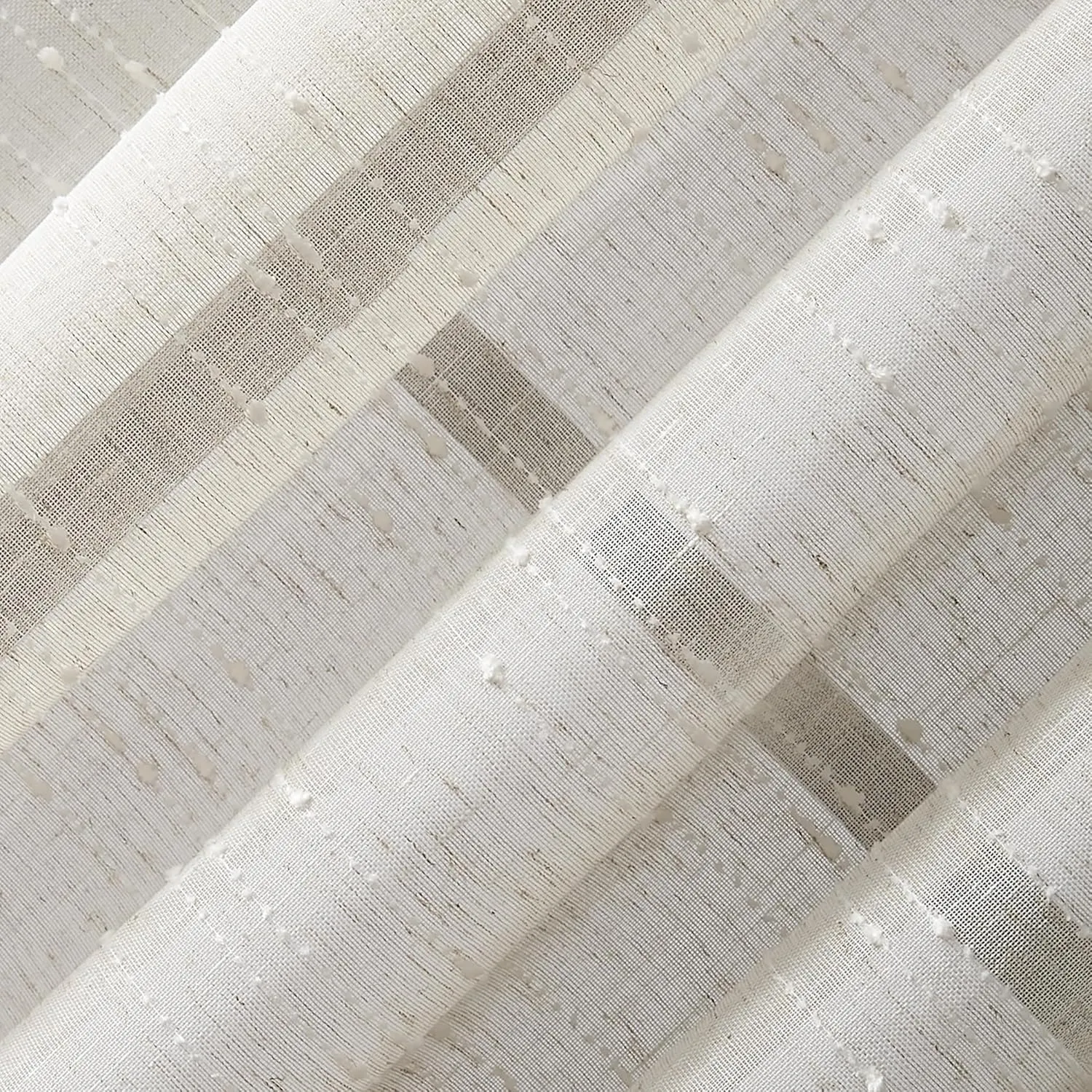 Clean Window Textured Slub Stripe Anti-Dust Allergy/Pet Friendly Sheer Curtain Panel, Linen, 52" W x 84" L (1 Panel)
