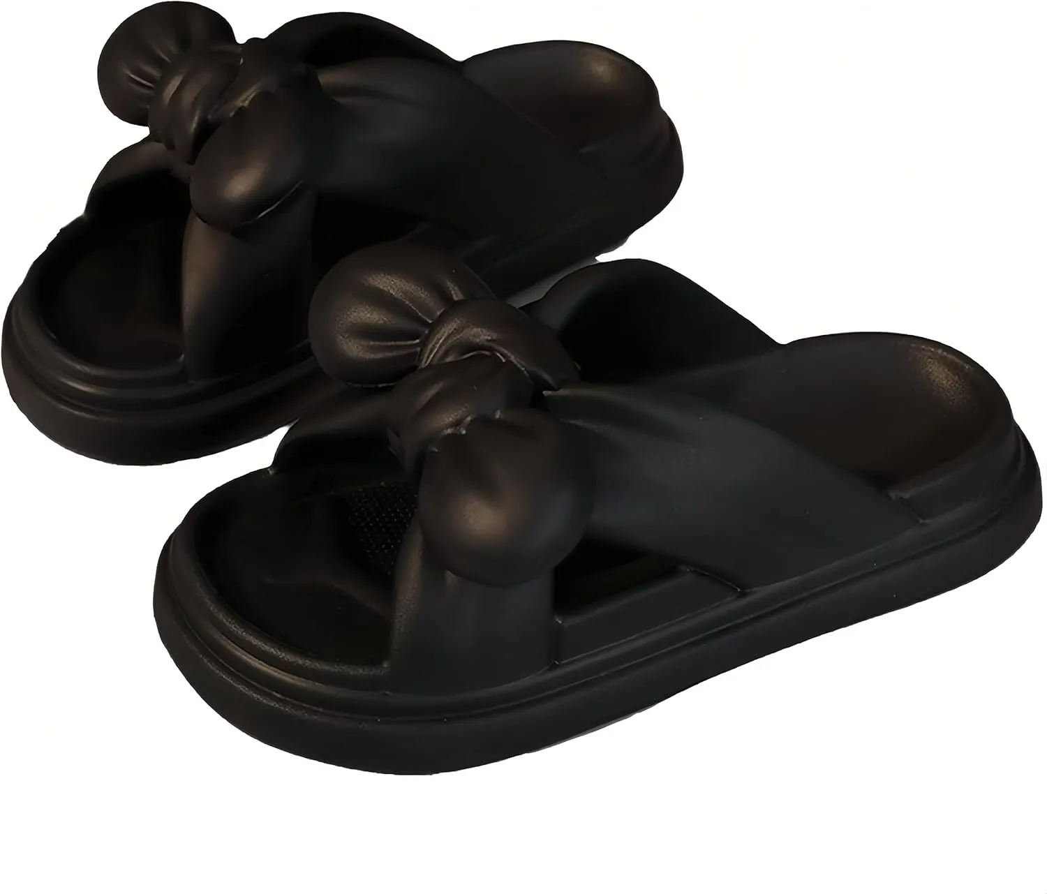 Cloud Pillow Comfy Slippers Thick Sole Cute Bow Soft Cushion Platform Non-Slip Quick Drying Open Toe Home House Bathroom Bedroom Slides Lightweight EVA Sandals Indoor and Outdoor Shoes for Women and Girls