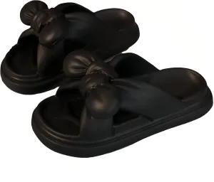 Cloud Pillow Comfy Slippers Thick Sole Cute Bow Soft Cushion Platform Non-Slip Quick Drying Open Toe Home House Bathroom Bedroom Slides Lightweight EVA Sandals Indoor and Outdoor Shoes for Women and Girls