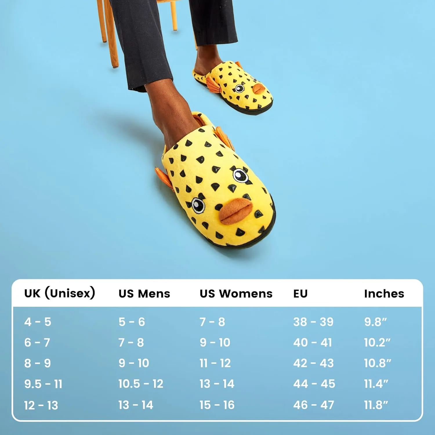 Coddies Pufferfish Slippers | Funny Fish Slippers for Men & Women - Plush Animal House Shoes - Memory Foam Soles - Novelty Gifts
