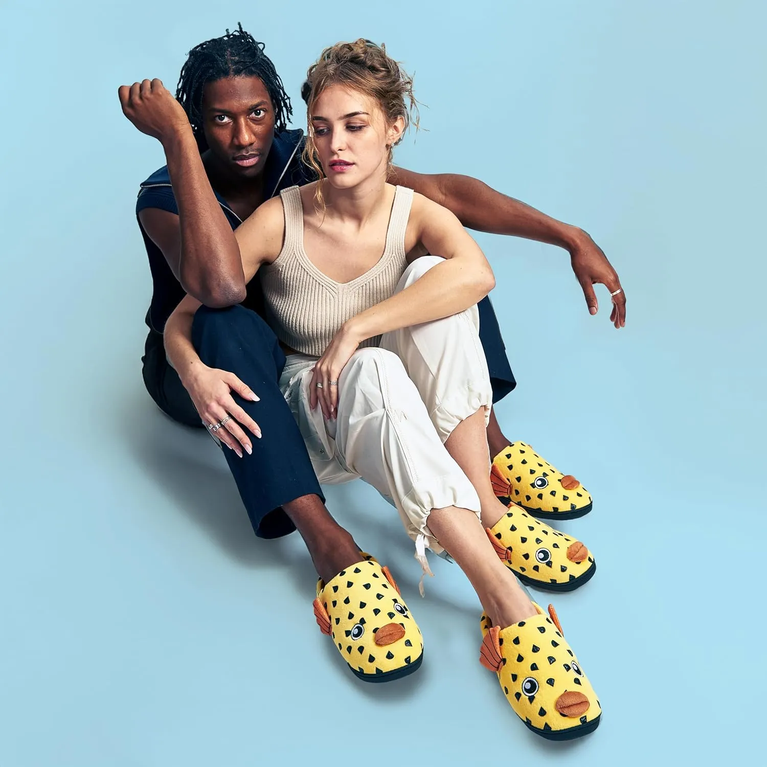Coddies Pufferfish Slippers | Funny Fish Slippers for Men & Women - Plush Animal House Shoes - Memory Foam Soles - Novelty Gifts
